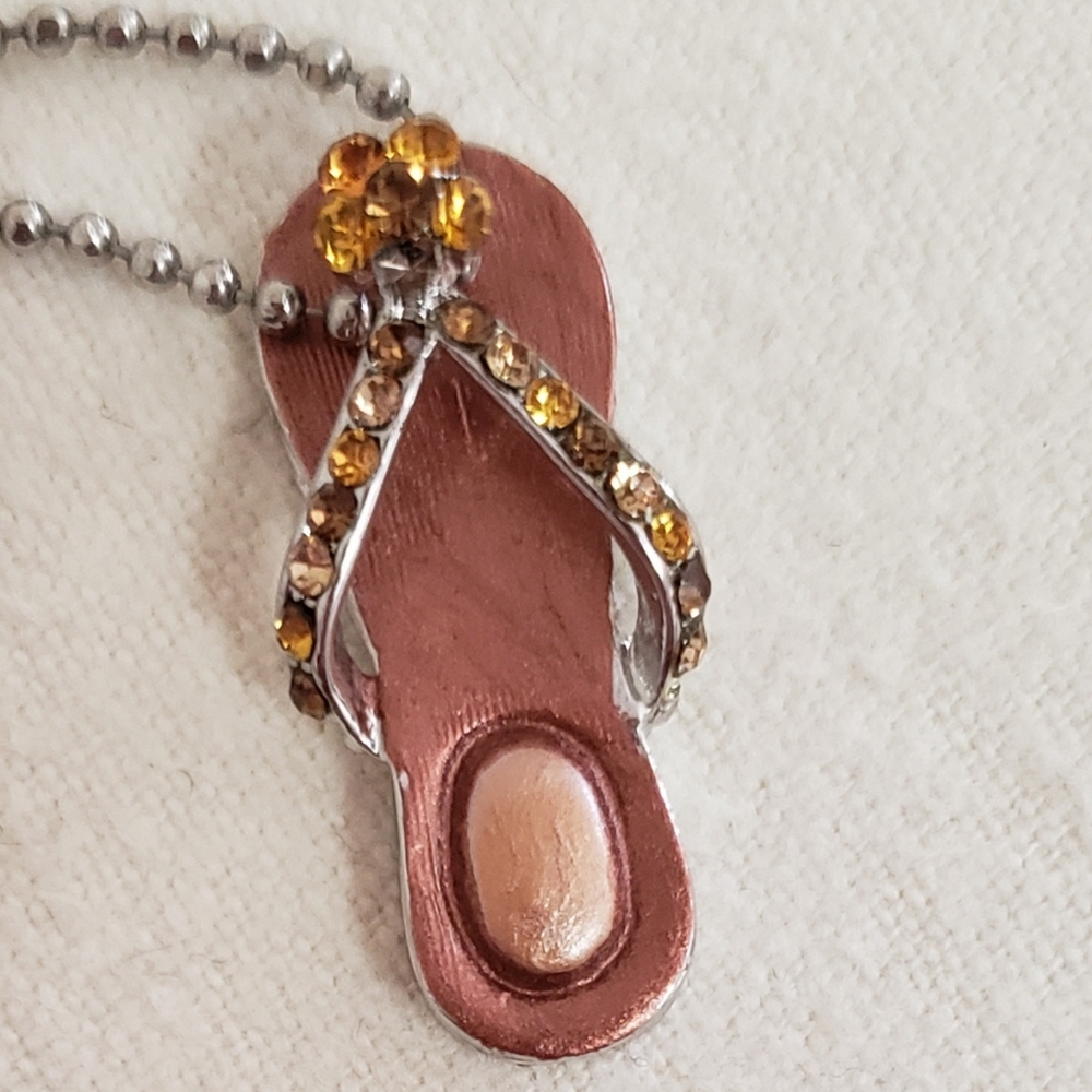 Cookie Lee flip flop sparkling necklace, vintage